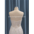 Crystal design gorgeous bridal Bead lace strapless mermaid wedding dress